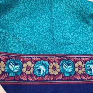 Vintage square scarf in blue and green